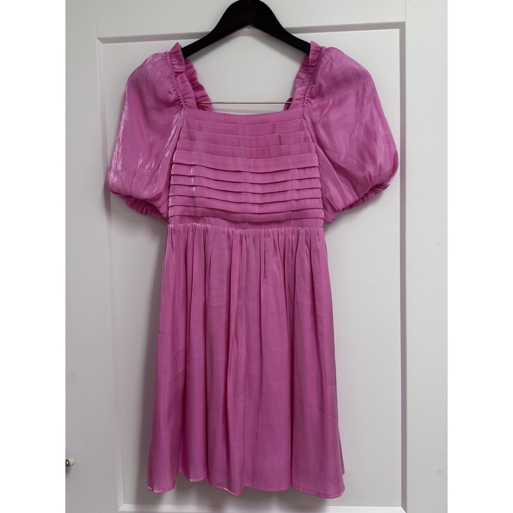 GB Girls Dillard's Pink Pleated Puff Sleeve Mini Dress Size 14 NWT